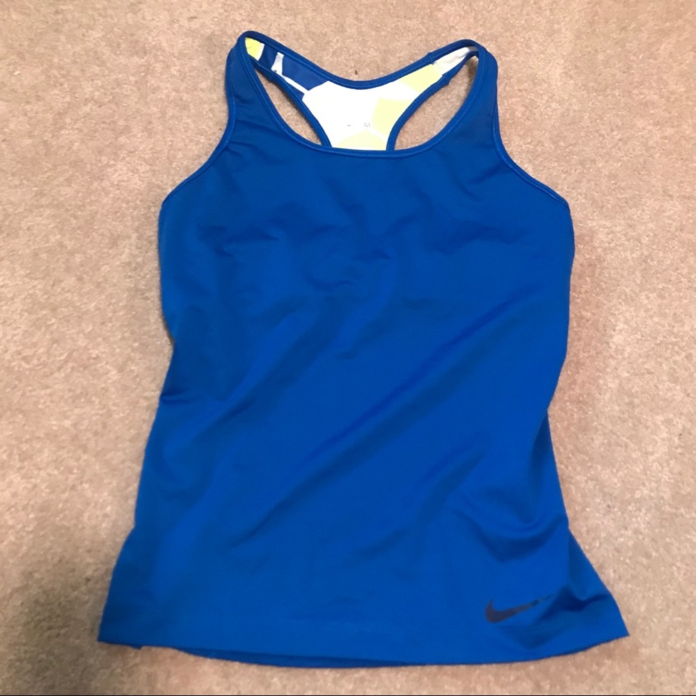Nike Pro blue tank with built in bra